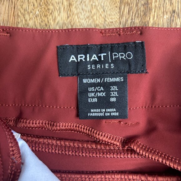 Ariat PRO Series Tri Factor Grip Knee Patch Breech- Rust Breeches -Women size 32 - Picture 3 of 7
